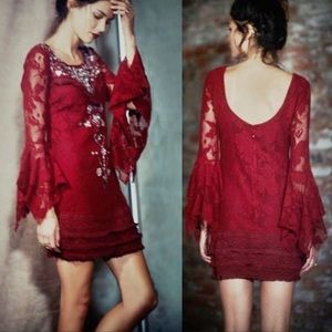 Free People Shell Game Shift Dress in Cranberry
